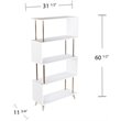 Pemberly Row Set of 2 4-Shelf Bookcases in White and Champagne