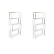 Pemberly Row Set of 2 4-Shelf Bookcases in White and Champagne