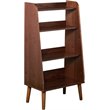 Pemberly Row Set of 2 4-Shelf Mid Century Modern Wood Bookcases in Walnut