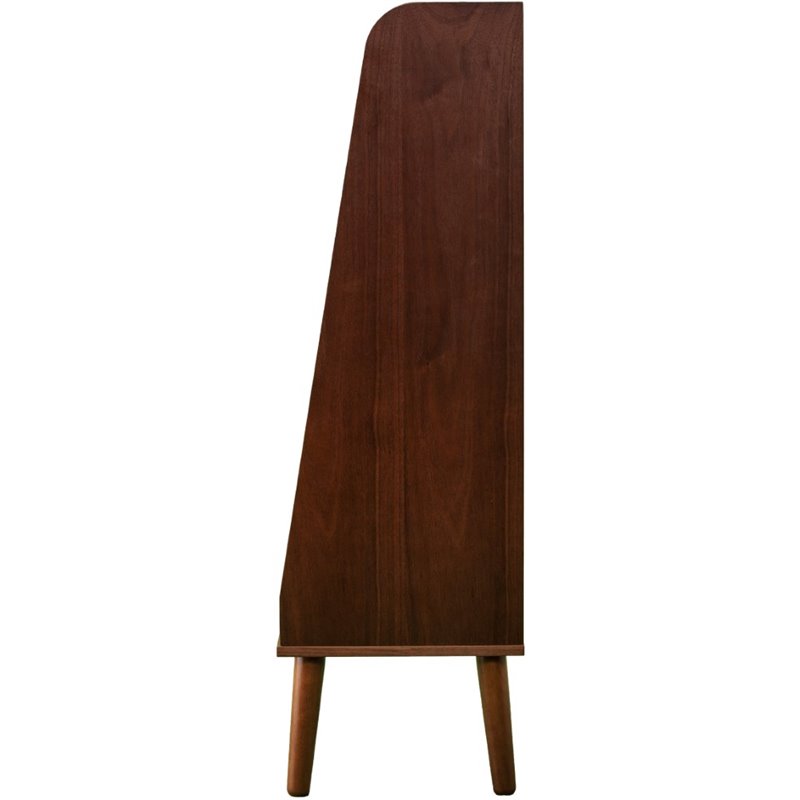 Pemberly Row Set of 2 4-Shelf Mid Century Modern Wood Bookcases in Walnut