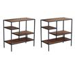 Pemberly Row Set of 2 Wooden and Metal Bookcases in Natural and Gray