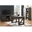 Pemberly Row Set of 2 5-Shelf Bookcases in Gray and Weathered Oak