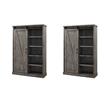 Pemberly Row Set of 2 5-Shelf Bookcases in Gray and Weathered Oak