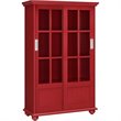 Pemberly Row Set of 2 4-Shelf Sliding Glass Door Bookcases in Red