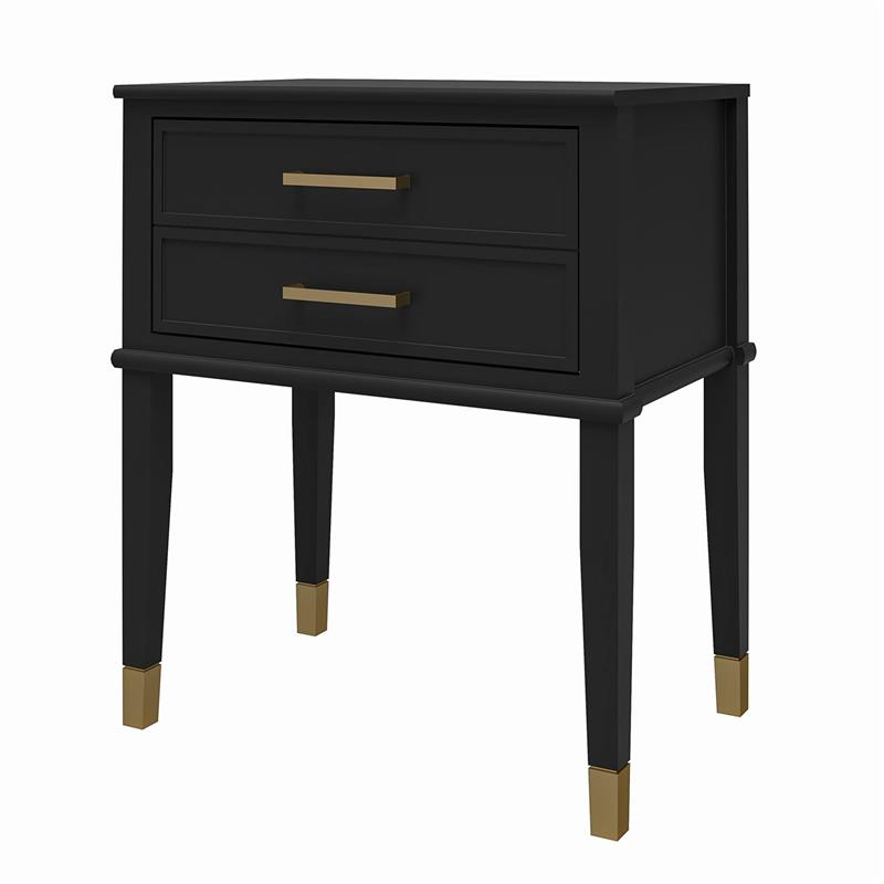 Pemberly Row Set of 2 Contemporary End Tables in Black Finish