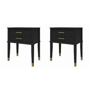 Pemberly Row Set of 2 Contemporary End Tables in Black Finish