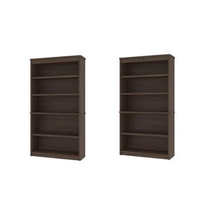 Pemberly Row Set of 2 Contemporary 36&quot Bookcases in Antigua Finish