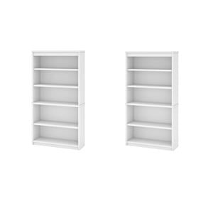 Pemberly Row Set of 2 Contemporary 36&quot Bookcases in White Finish