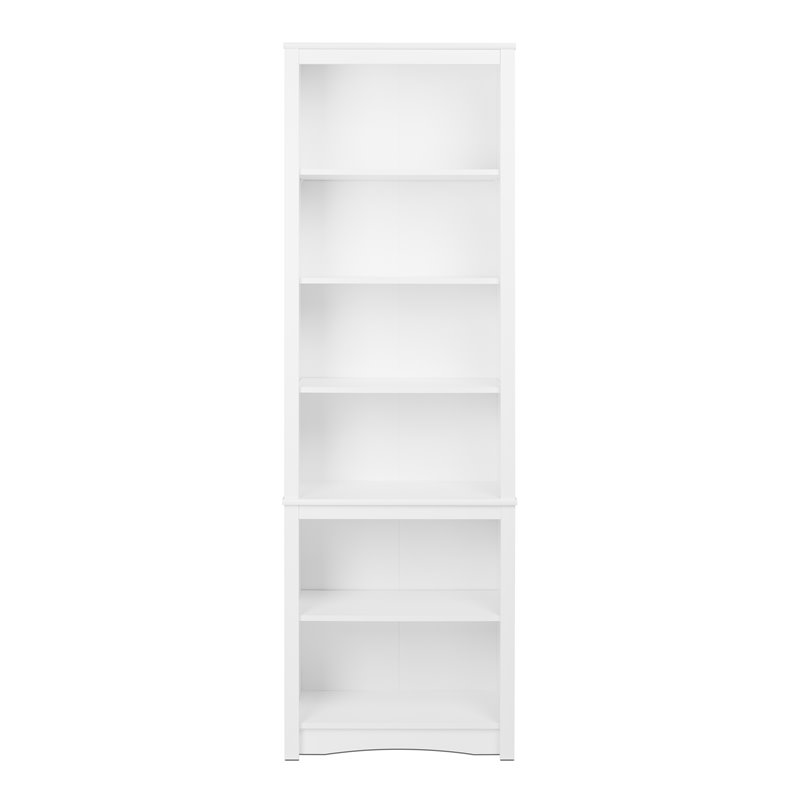 Pemberly Row Set of 2 Contemporary Tall 6 Shelf Bookcases in White