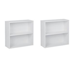 Pemberly Row Set of 2 30&quot 2-Shelf White Bookcases Engineered Wood