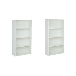 Pemberly Row Set of 2 60&quot 4-Shelf Bookcases in White Engineered Wood