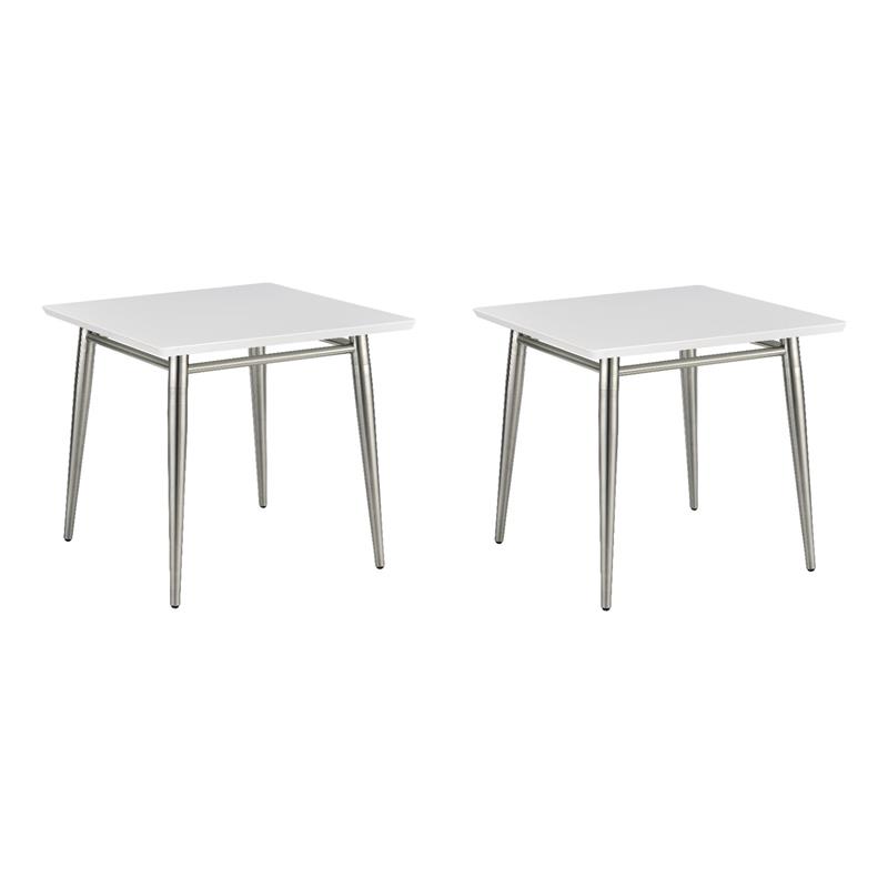 Pemberly Row Set of 2 Square End Tables with Engineered Wood White Top