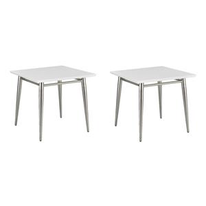 Pemberly Row Set of 2 Square End Tables with Engineered Wood White Top
