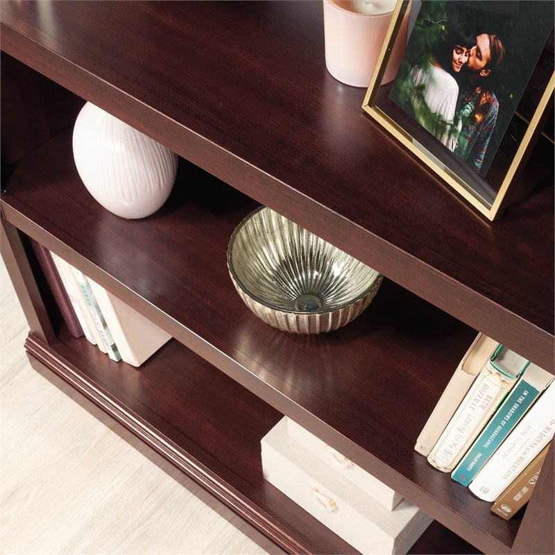 Pemberly Row Set of 2 Engineered Wood 3-Shelf Bookcases in Cherry