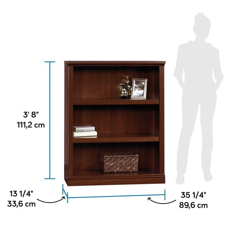 Pemberly Row Set of 2 Engineered Wood 3-Shelf Bookcases in Cherry