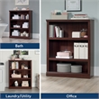 Pemberly Row Set of 2 Engineered Wood 3-Shelf Bookcases in Cherry