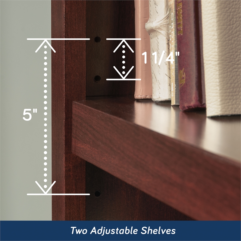 Pemberly Row Set of 2 Engineered Wood 3-Shelf Bookcases in Cherry