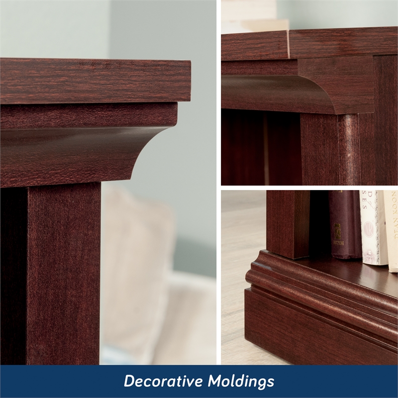 Pemberly Row Set of 2 Engineered Wood 3-Shelf Bookcases in Cherry