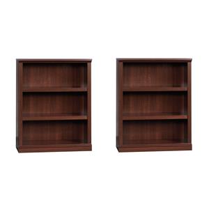 Pemberly Row Set of 2 Engineered Wood 3-Shelf Bookcases in Cherry
