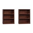 Pemberly Row Set of 2 Engineered Wood 3-Shelf Bookcases in Cherry