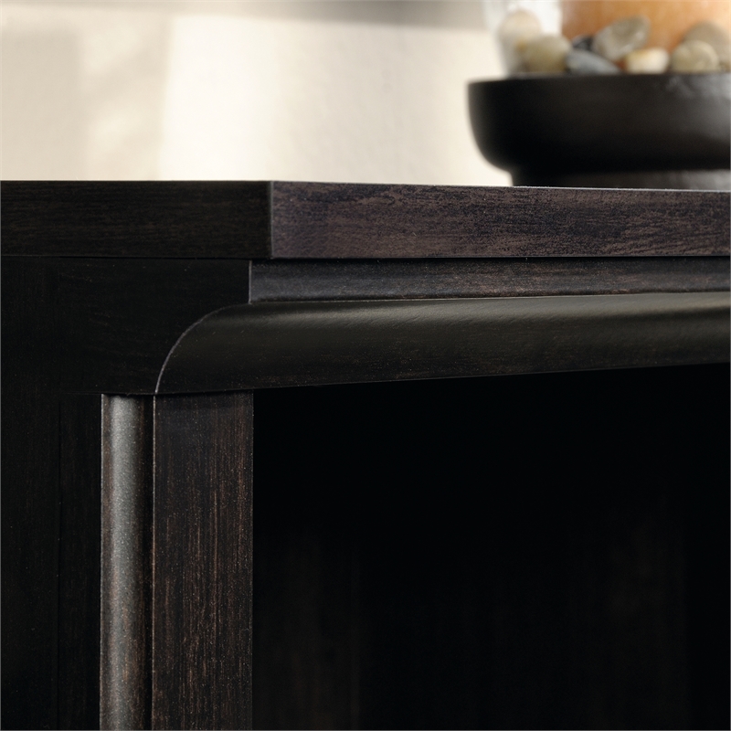 Pemberly Row Set of 2 Engineered Wood 3-Shelf Bookcases in Estate Black