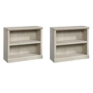 Pemberly Row Set of 2 Engineered Wood 2-Shelf Bookcases in Chalked Chestnut
