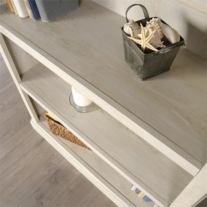 Pemberly Row Set of 2 Engineered Wood 3-Shelf Bookcases in Chalked Chestnut