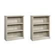 Pemberly Row Set of 2 Engineered Wood 3-Shelf Bookcases in Chalked Chestnut
