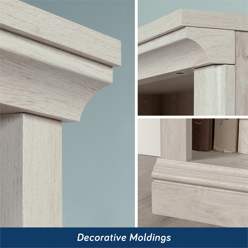 Pemberly Row Set of 2 Engineered Wood 5-Shelf Bookcases in Chalked Chestnut