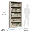 Pemberly Row Set of 2 Engineered Wood 5-Shelf Bookcases in Chalked Chestnut