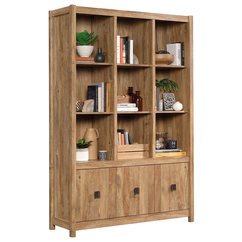 Pemberly Row Set of 2 Engineered Wood 9-Cubby Bookcases in Sindoori Mango/Brown