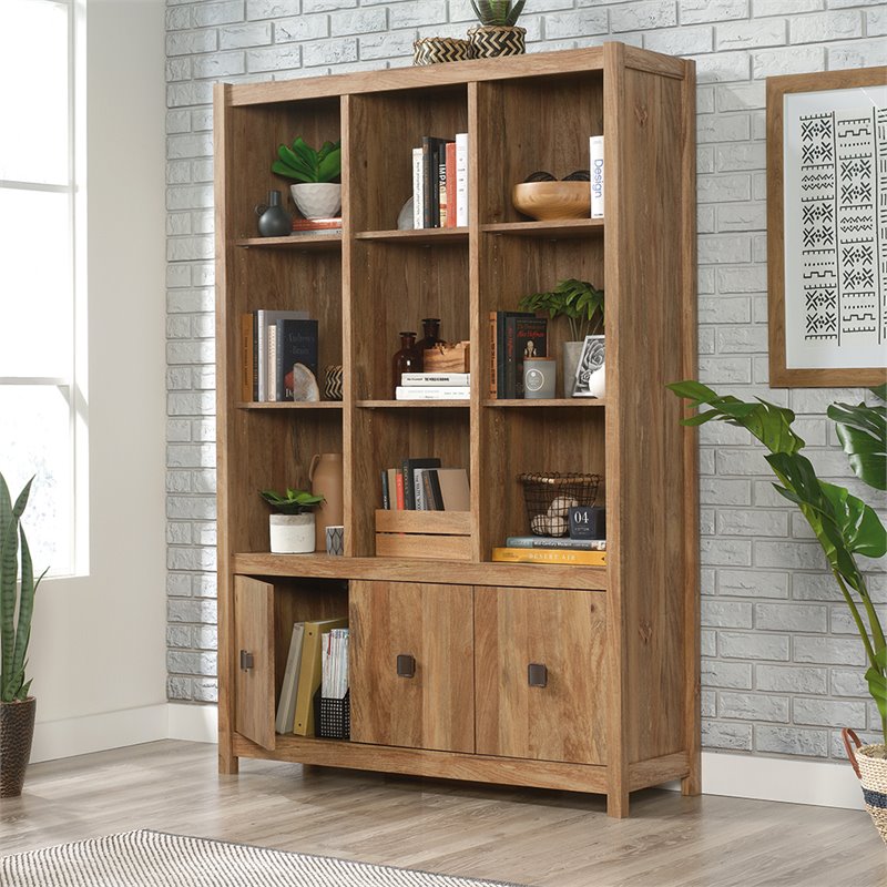 Pemberly Row Set of 2 Engineered Wood 9-Cubby Bookcases in Sindoori Mango/Brown