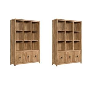 Pemberly Row Set of 2 Engineered Wood 9-Cubby Bookcases in Sindoori Mango/Brown