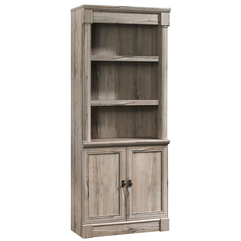 Pemberly Row Set of 2 Engineered Wood 3-Shelf Bookcases in Split Oak