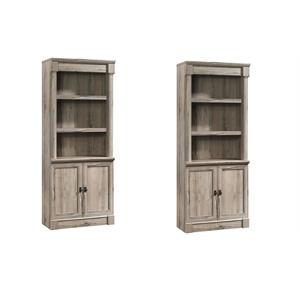 Pemberly Row Set of 2 Engineered Wood 3-Shelf Bookcases in Split Oak