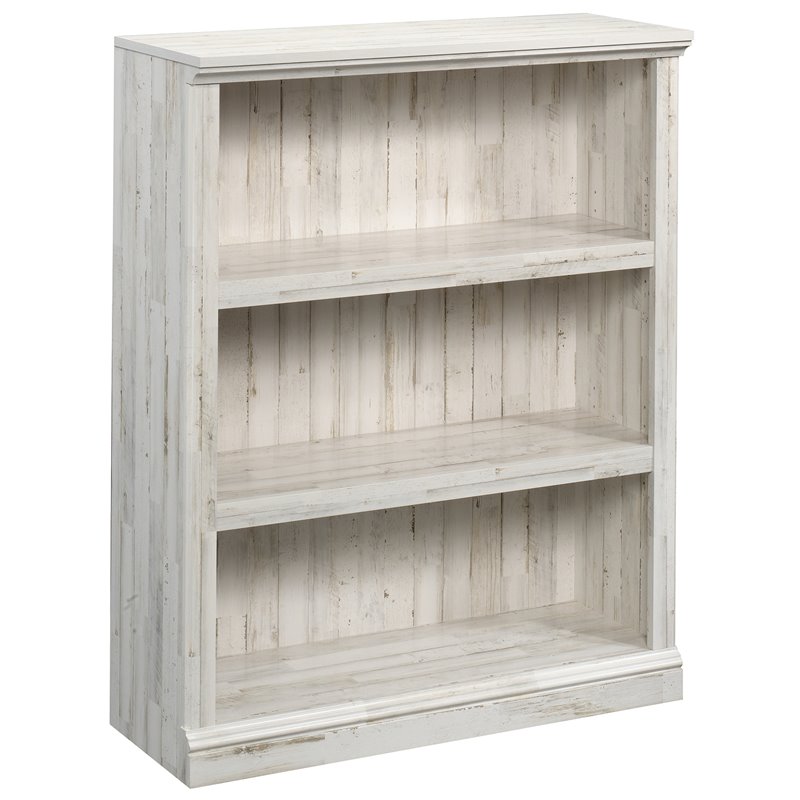 Pemberly Row Set of 2 Engineered Wood 3-Shelf Bookcases in White Plank