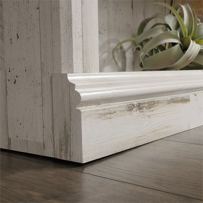 Pemberly Row Set of 2 Engineered Wood 3-Shelf Bookcases in White Plank