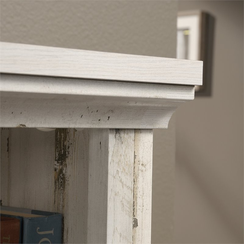 Pemberly Row Set of 2 Engineered Wood 3-Shelf Bookcases in White Plank