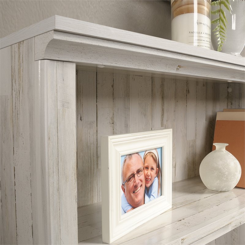 Pemberly Row Set of 2 Engineered Wood 3-Shelf Bookcases in White Plank