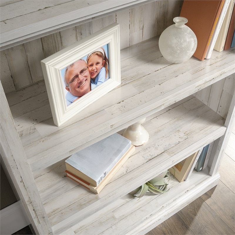 Pemberly Row Set of 2 Engineered Wood 3-Shelf Bookcases in White Plank