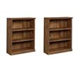 Pemberly Row Set of 2 Engineered Wood 3-Shelf Bookcases in Vintage Oak