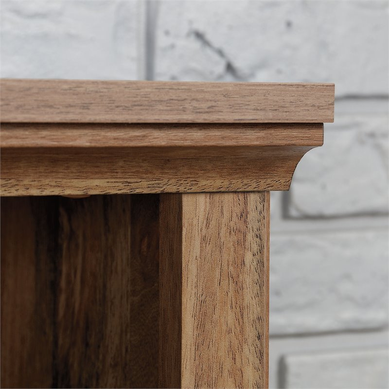 Pemberly Row Set of 2 Engineered Wood 3-Shelf Bookcases in Sindoori Mango/Brown