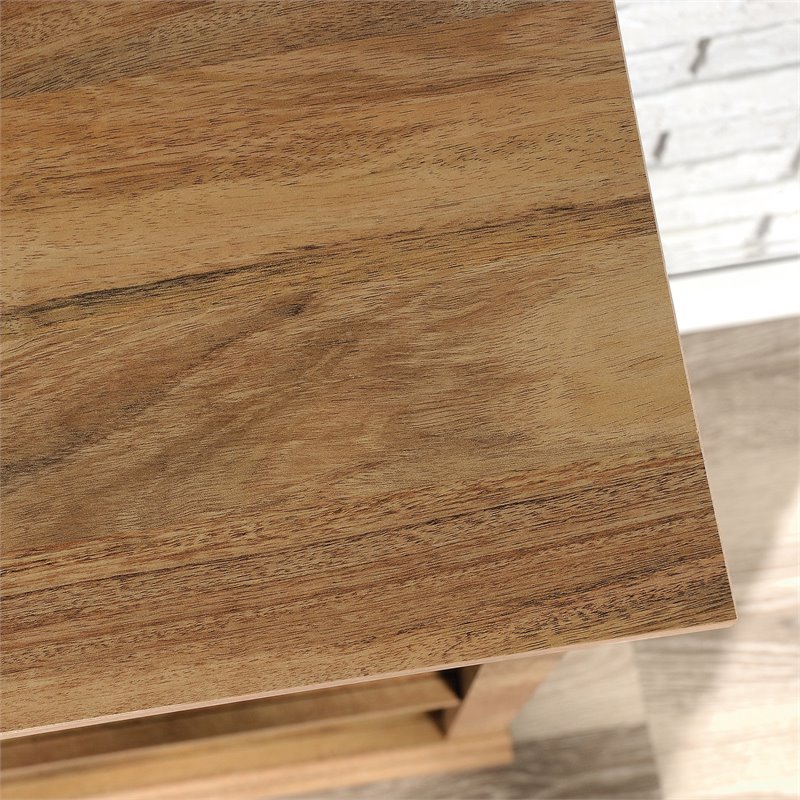 Pemberly Row Set of 2 Engineered Wood 3-Shelf Bookcases in Sindoori Mango/Brown