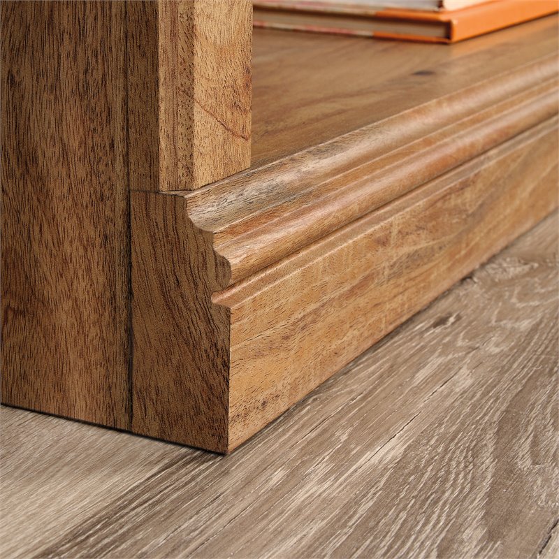 Pemberly Row Set of 2 Engineered Wood 3-Shelf Bookcases in Sindoori Mango/Brown