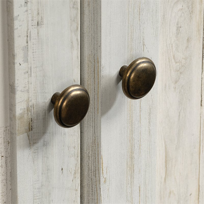 Pemberly Row Set of 2 Engineered Wood 3-Shelf Bookcases in White Plank