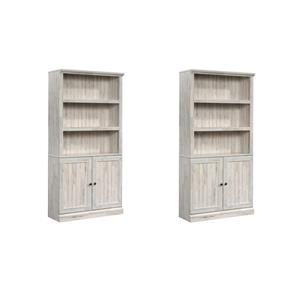 Pemberly Row Set of 2 Engineered Wood 3-Shelf Bookcases in White Plank