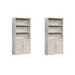 Pemberly Row Set of 2 Engineered Wood 3-Shelf Bookcases in White Plank