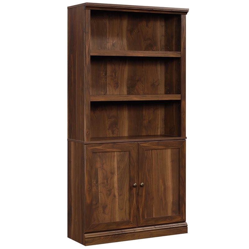 Pemberly Row Set of 2 Engineered Wood Bookcases in Grand Walnut