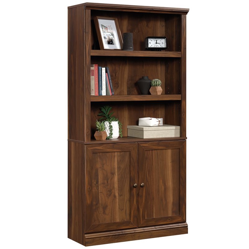 Pemberly Row Set of 2 Engineered Wood Bookcases in Grand Walnut
