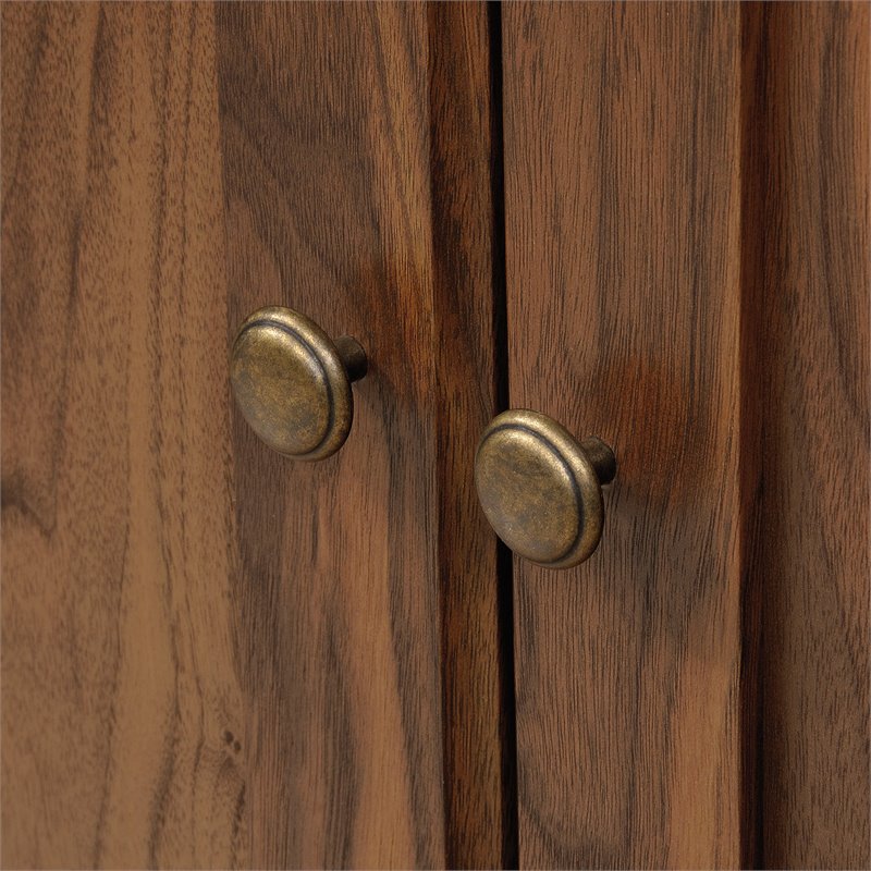 Pemberly Row Set of 2 Engineered Wood Bookcases in Grand Walnut